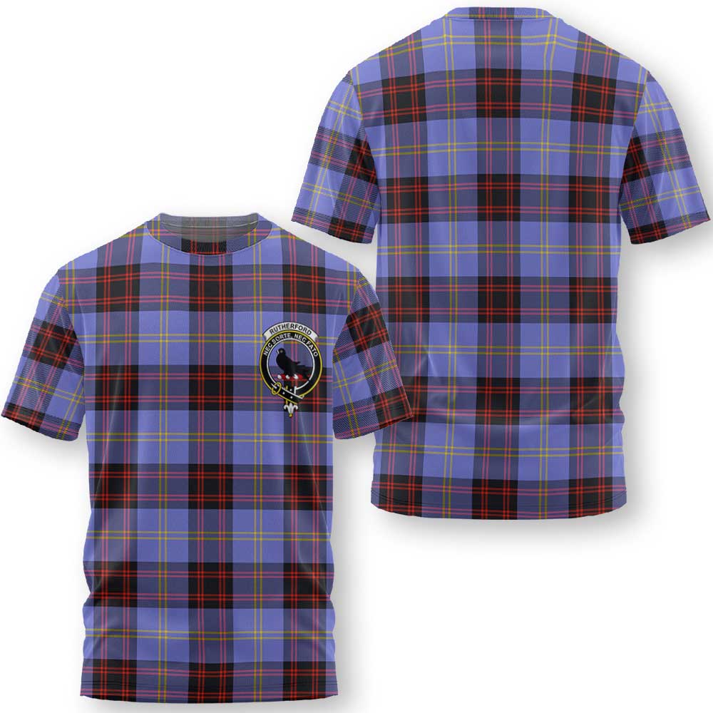 Clan Rutherford Tartan Men T Shirt Crest And Plaid Basic Style