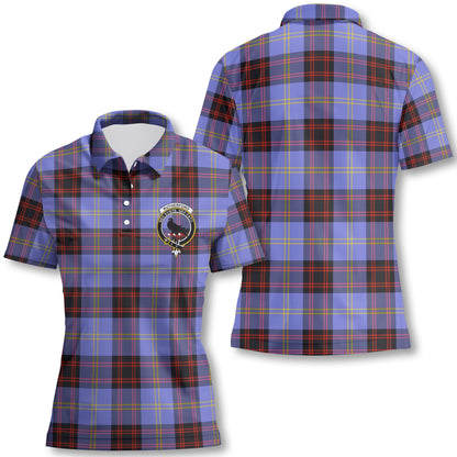 Clan Rutherford Tartan Women Polo Shirt Crest And Plaid Basic Style