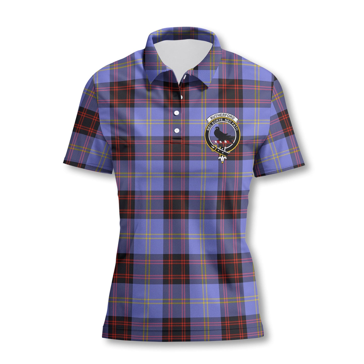 Clan Rutherford Tartan Women Polo Shirt Crest And Plaid Basic Style