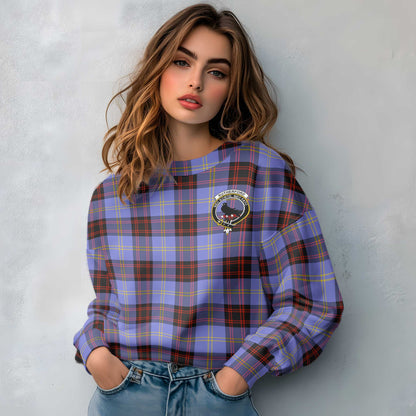 Clan Rutherford Tartan Women Sweatshirt Crest And Plaid Basic Style