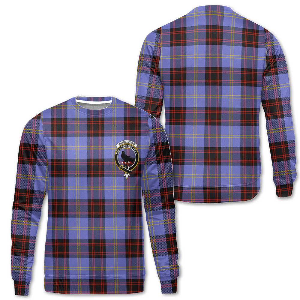 Clan Rutherford Tartan Women Sweatshirt Crest And Plaid Basic Style