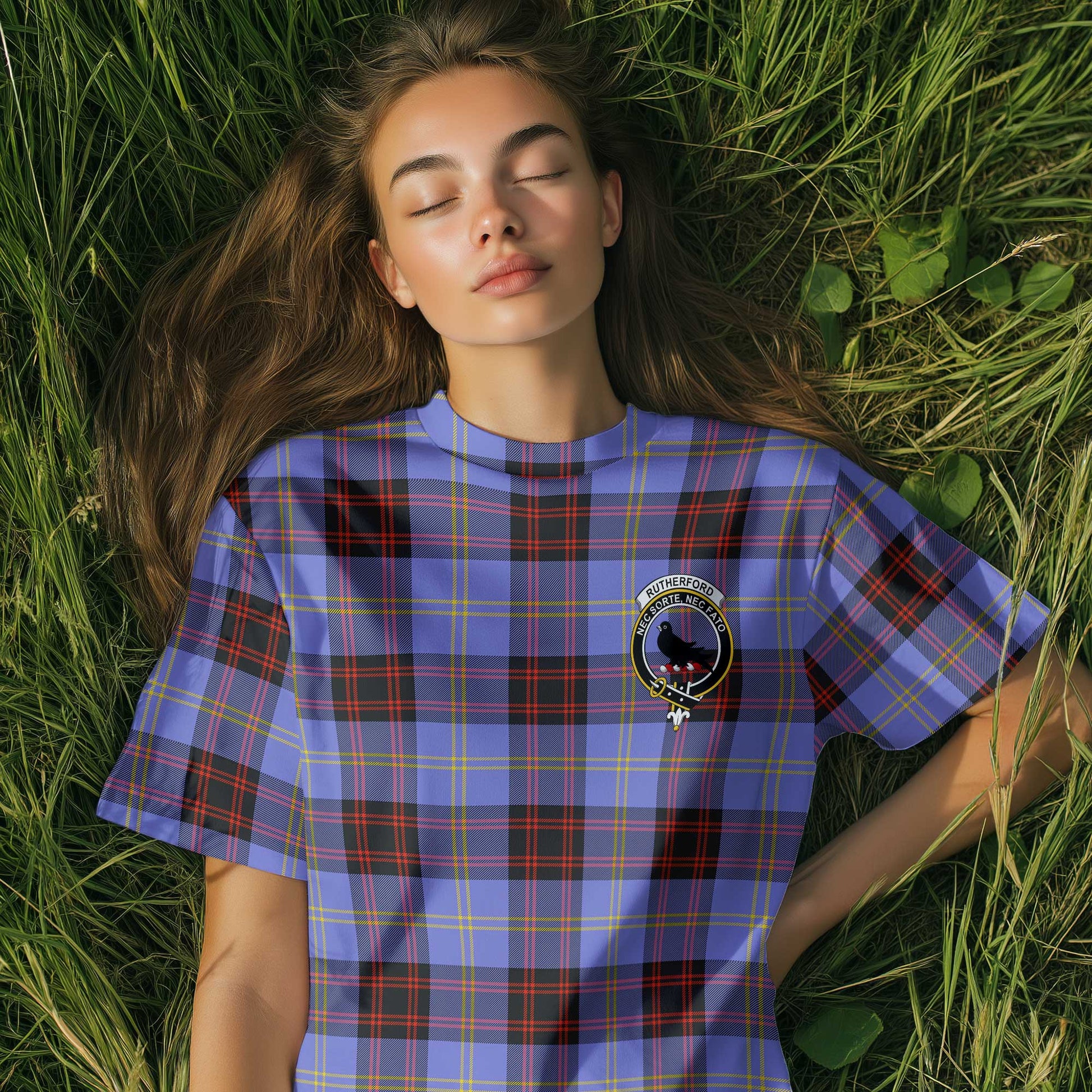 Clan Rutherford Tartan Women T Shirt Crest And Plaid Basic Style