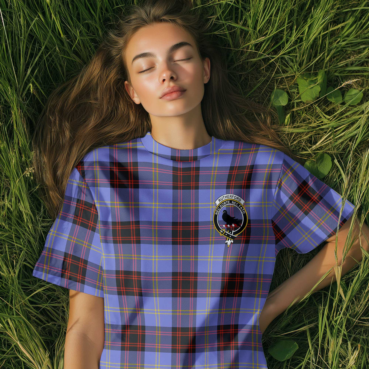 Clan Rutherford Tartan Women T Shirt Crest And Plaid Basic Style