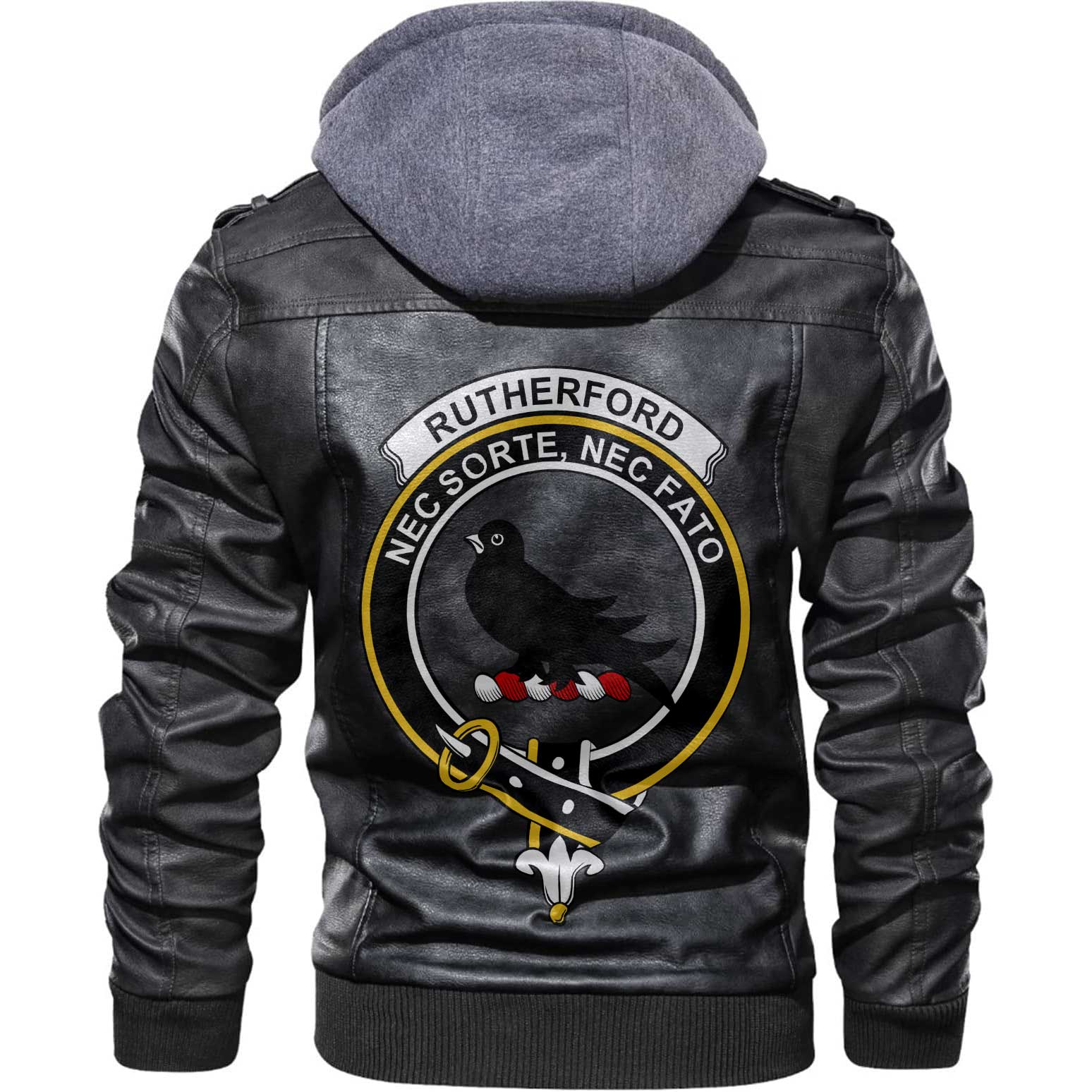 Clan Rutherford Tartan Zip Leather Jacket Crest And Plaid Basic Style