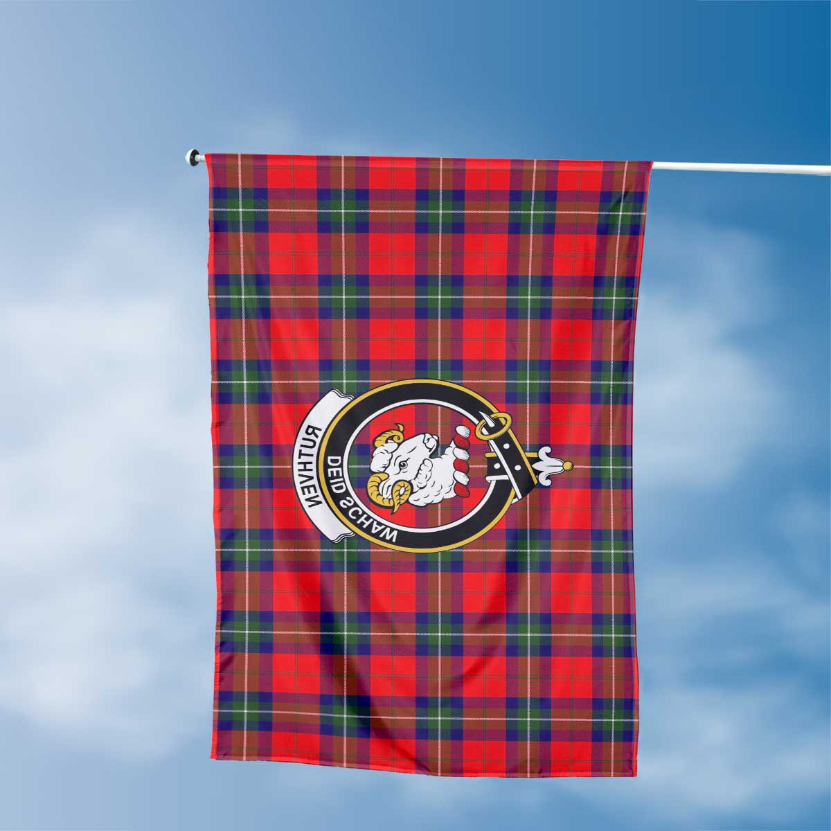 Clan Ruthven Tartan Flag Crest And Plaid Basic Style