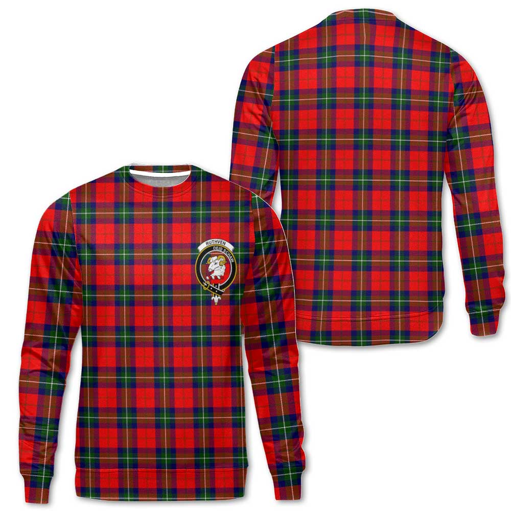 Clan Ruthven Tartan Men Sweatshirt Crest And Plaid Basic Style