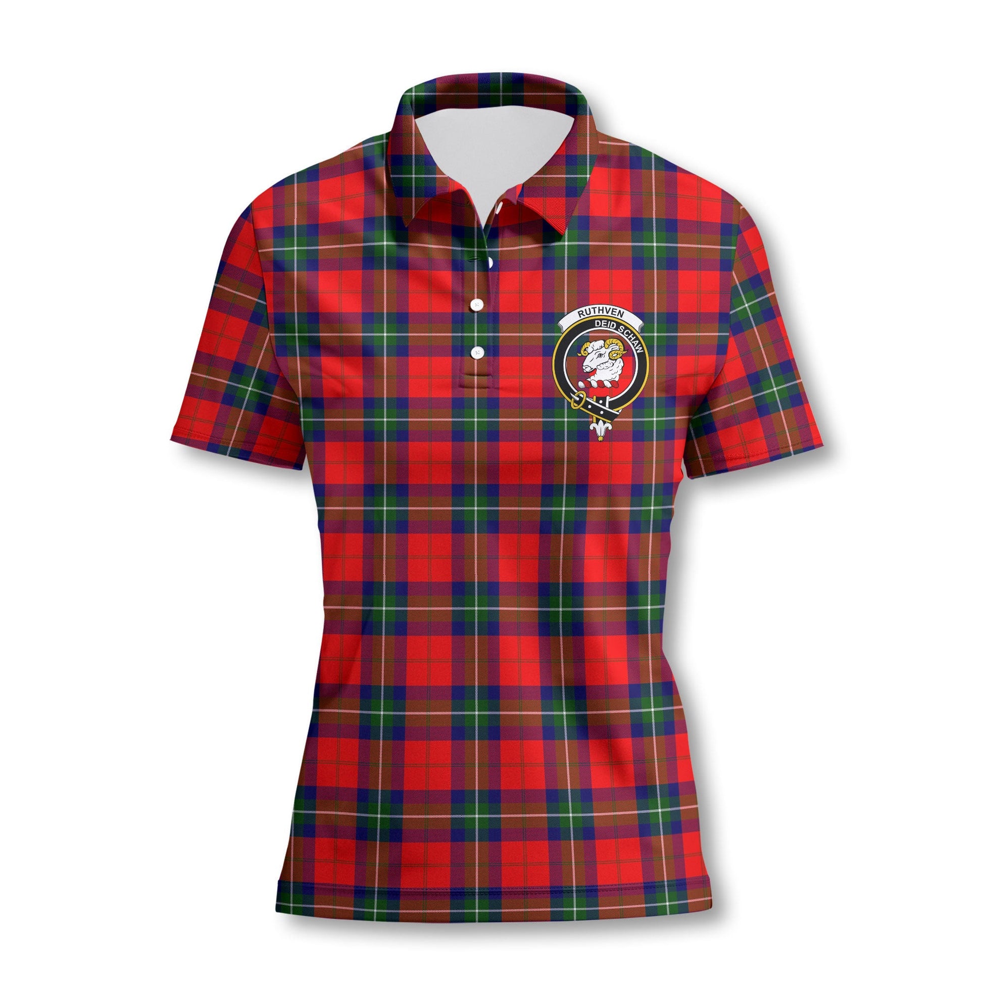 Clan Ruthven Tartan Women Polo Shirt Crest And Plaid Basic Style