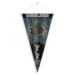 Clan Sandilands Tartan Felt Pennant Crest And Plaid Basic Style