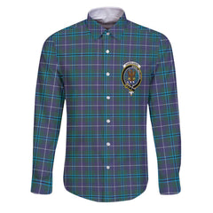 Clan Sandilands Tartan Long Sleeve Button Shirt Crest And Plaid Basic Style