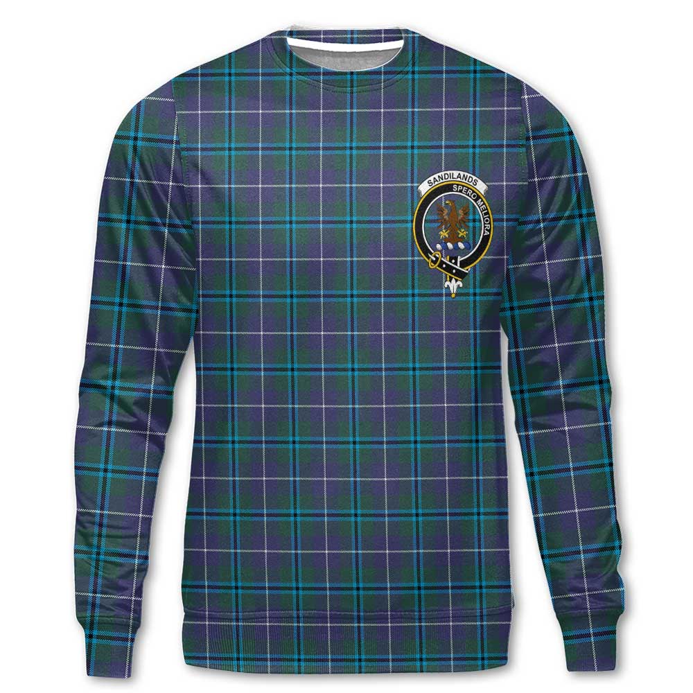 Clan Sandilands Tartan Men Sweatshirt Crest And Plaid Basic Style