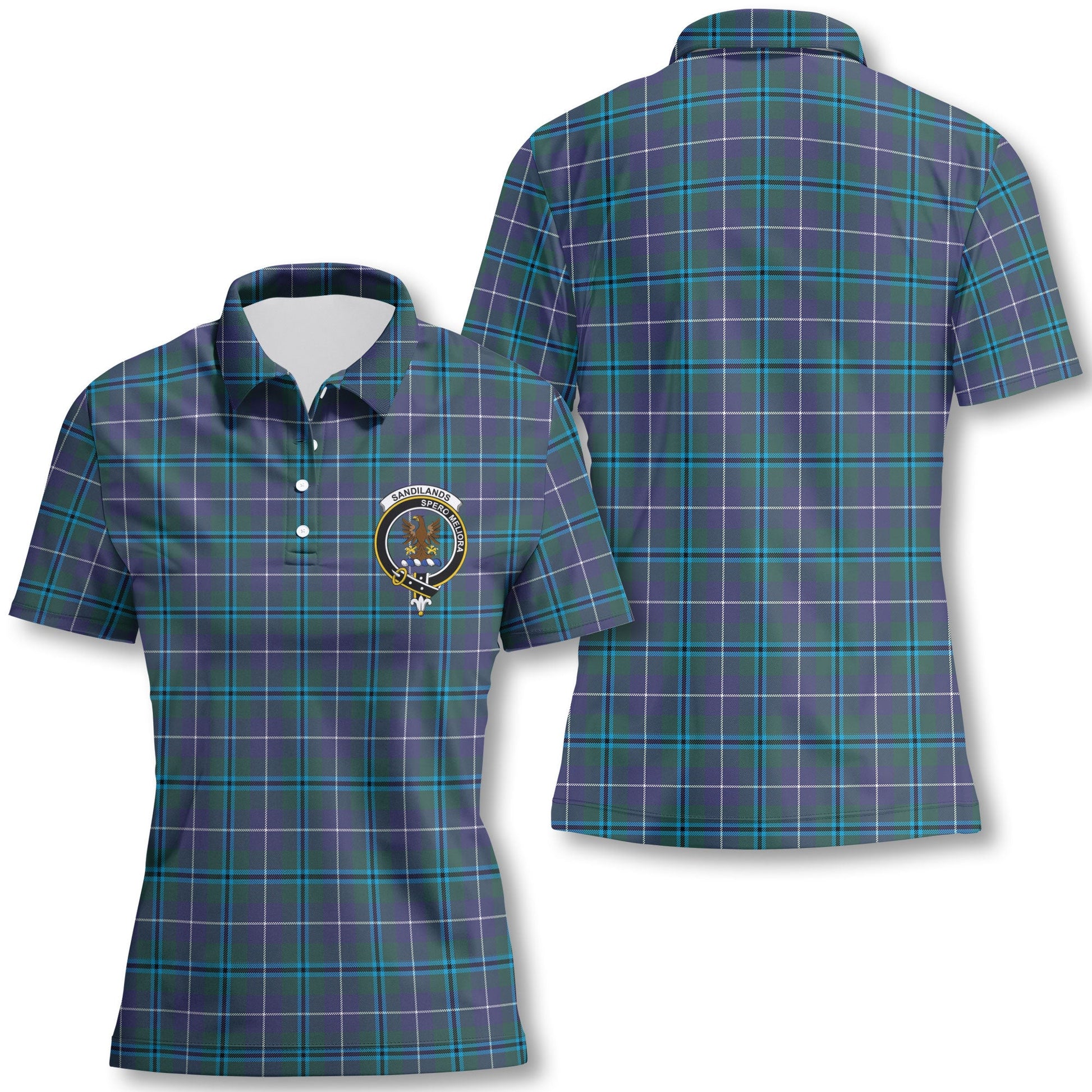 Clan Sandilands Tartan Women Polo Shirt Crest And Plaid Basic Style