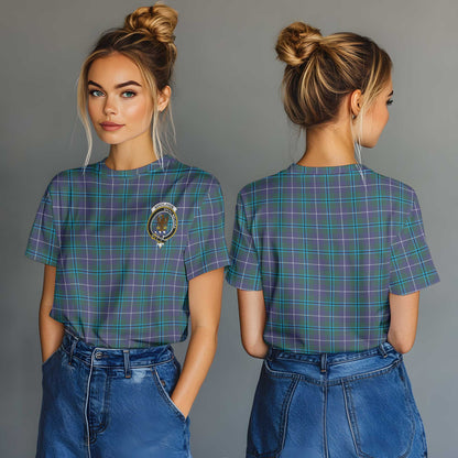 Clan Sandilands Tartan Women T Shirt Crest And Plaid Basic Style