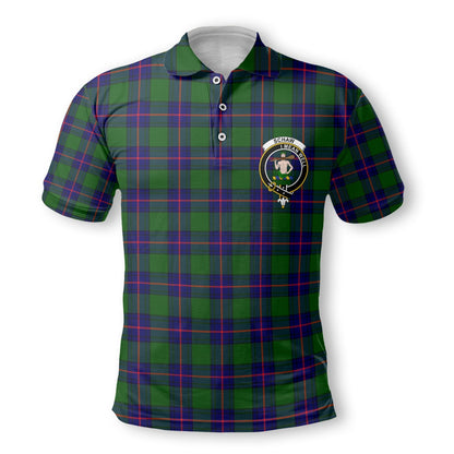 Clan Schaw Tartan Golf Tartan Men Polo Shirt Crest And Plaid Basic Style