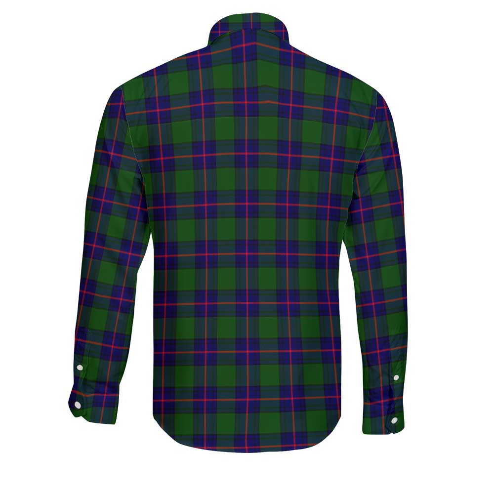 Clan Schaw Tartan Long Sleeve Button Shirt Crest And Plaid Basic Style