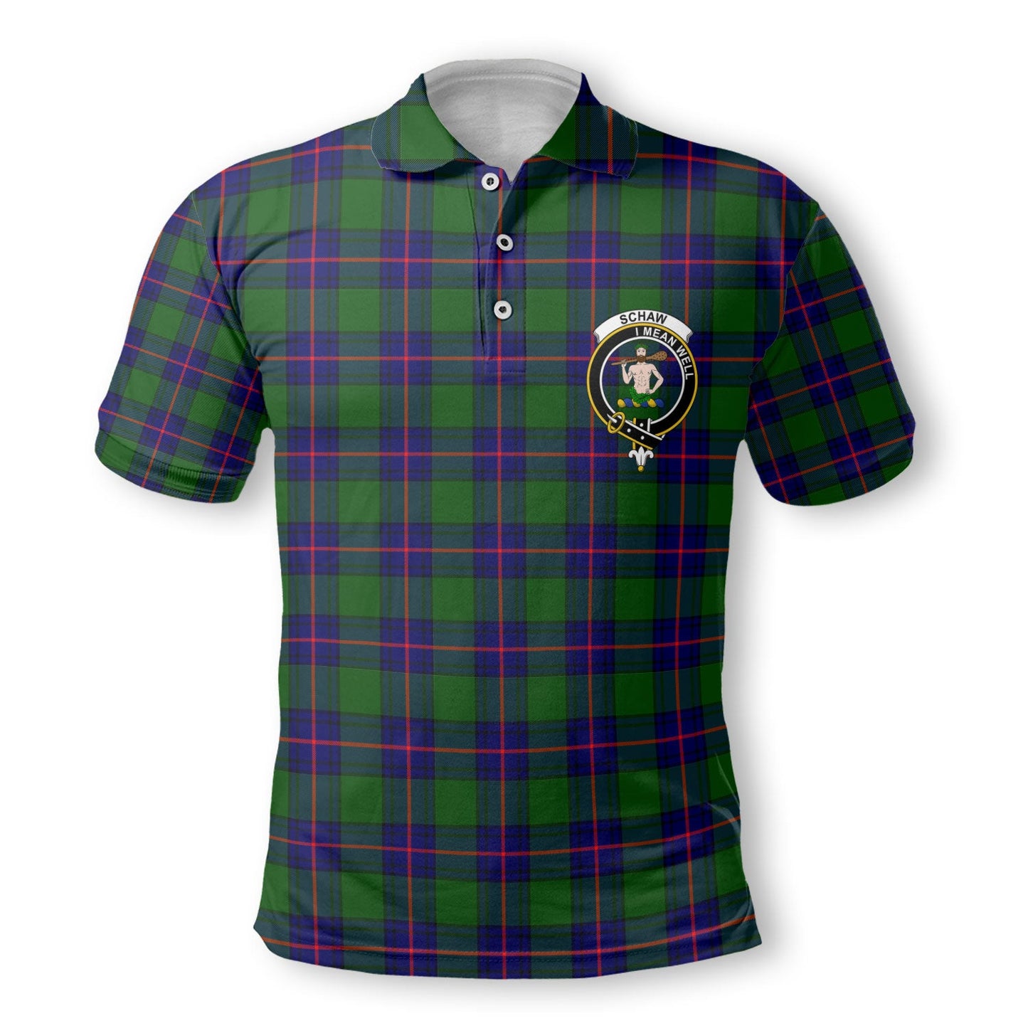 Clan Schaw Tartan Men Polo Shirt Crest And Plaid Basic Style