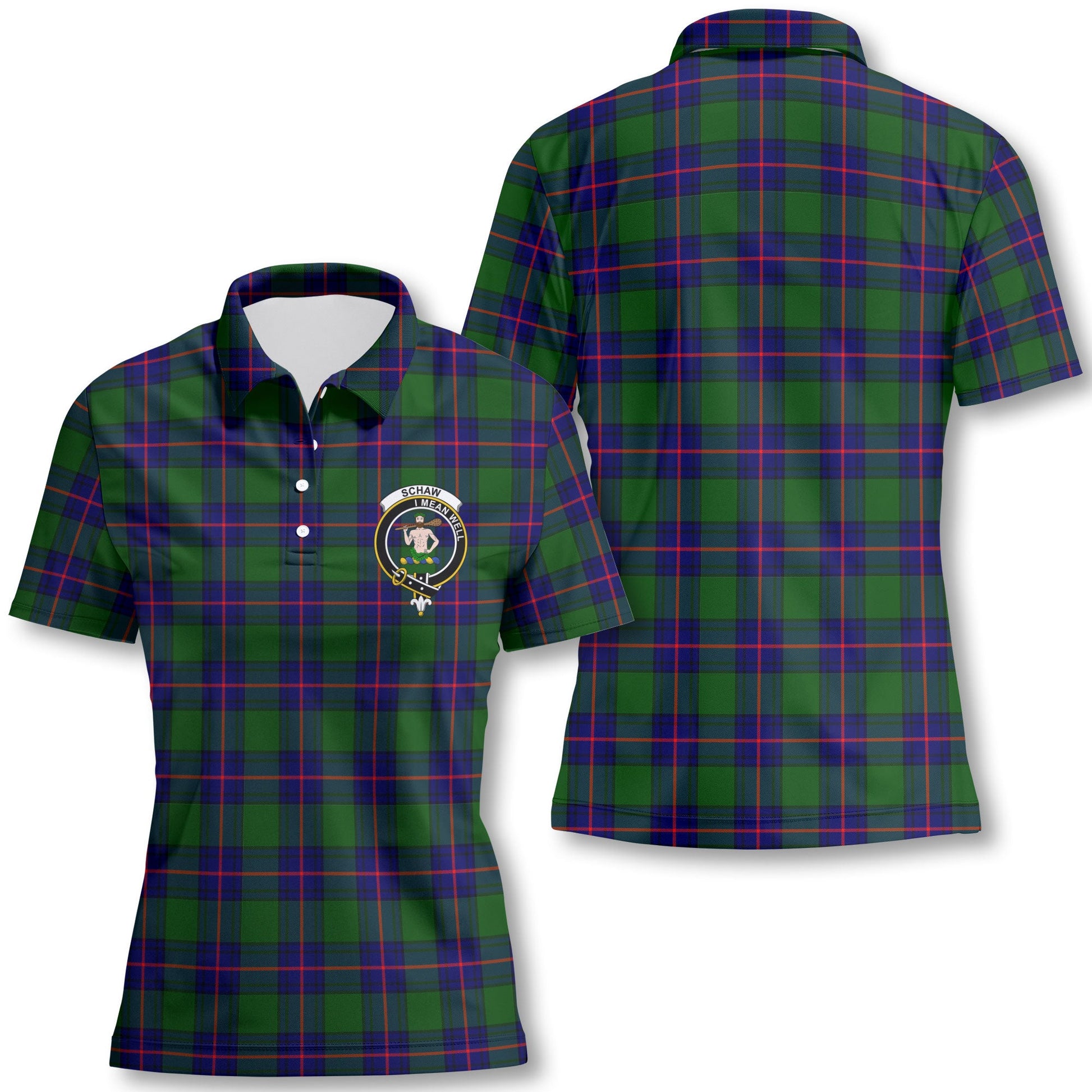 Clan Schaw Tartan Women Polo Shirt Crest And Plaid Basic Style