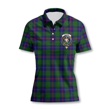 Clan Schaw Tartan Women Polo Shirt Crest And Plaid Basic Style