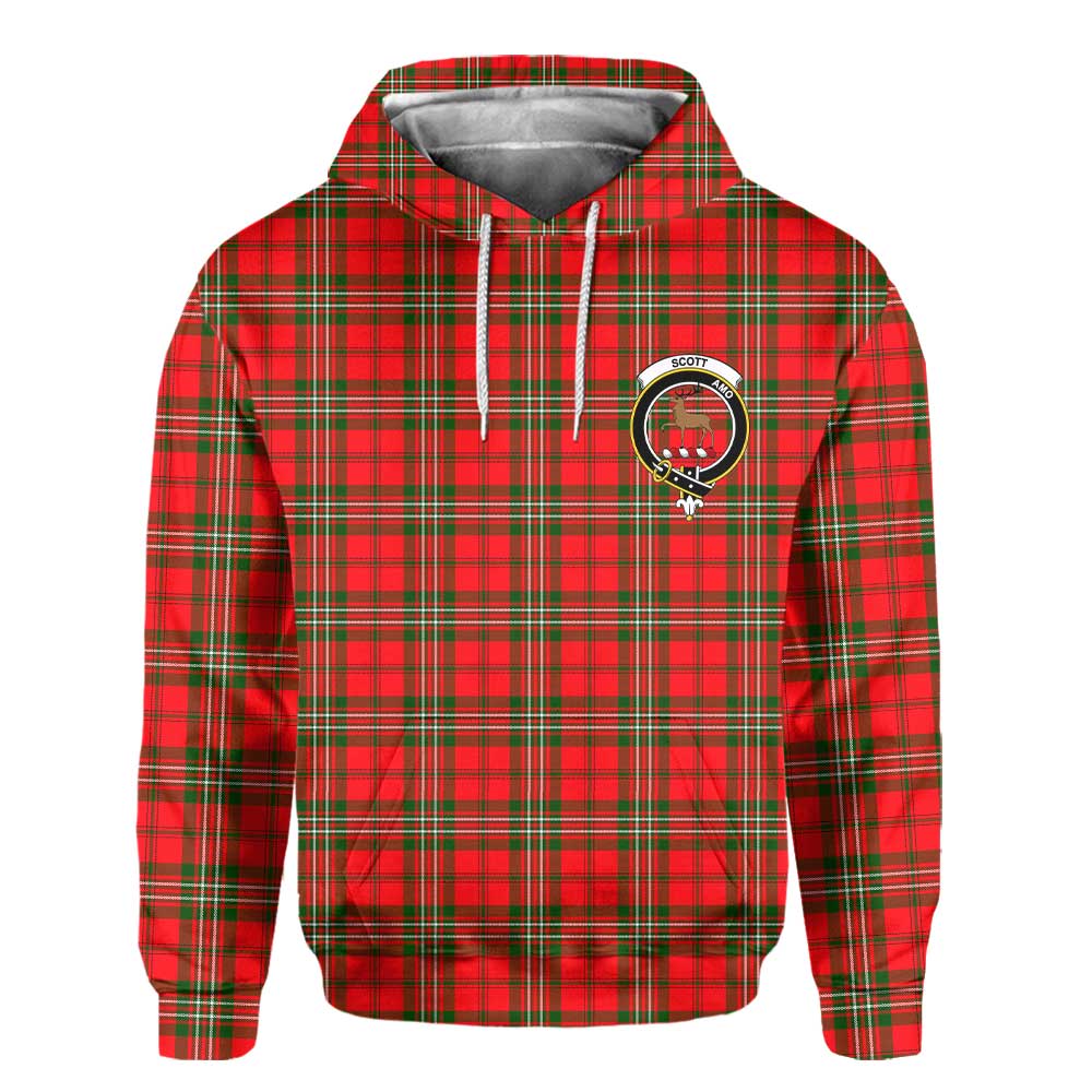 Clan Scott Tartan Men Hoodie Crest And Plaid Basic Style