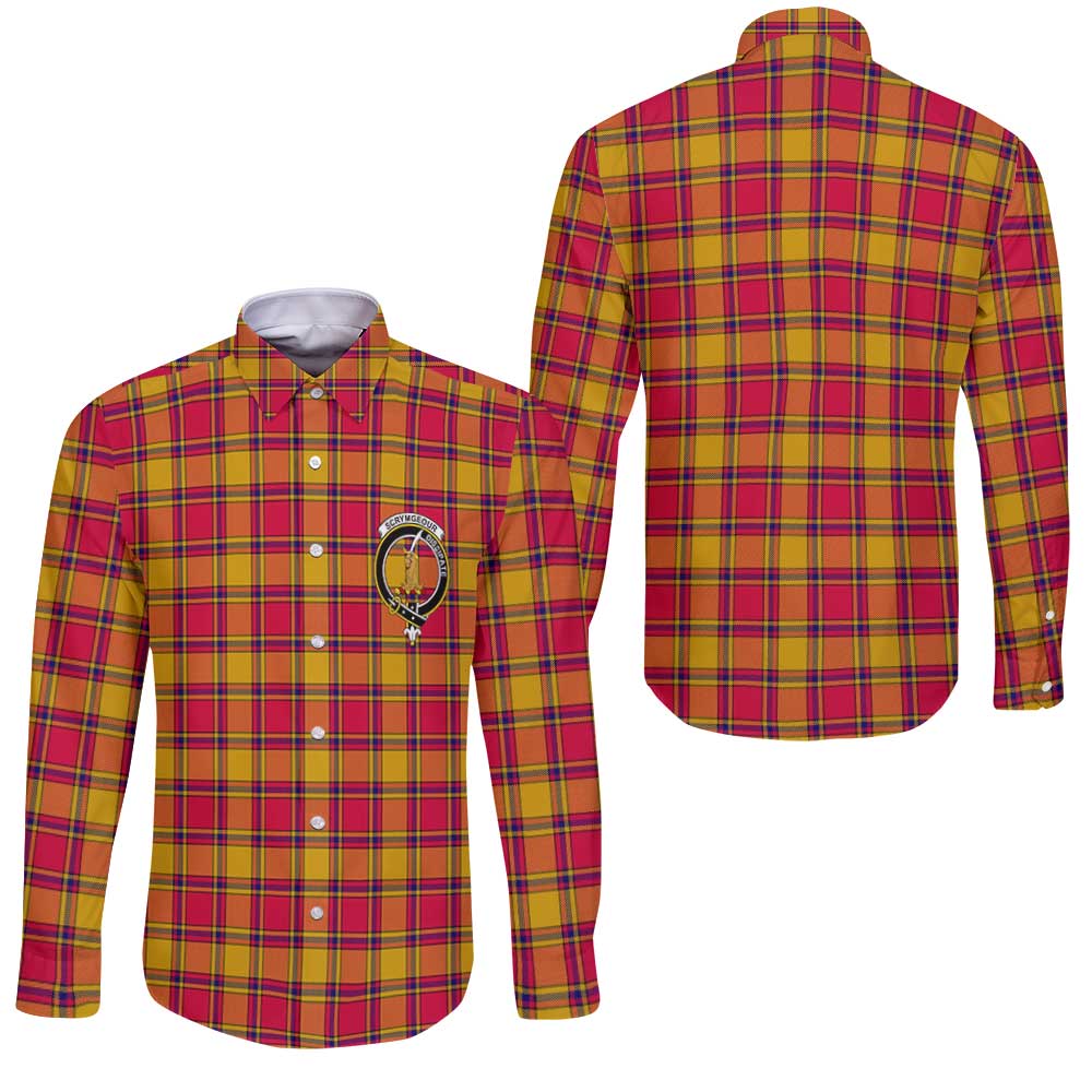 Clan Scrymgeour Tartan Long Sleeve Button Shirt Crest And Plaid Basic Style