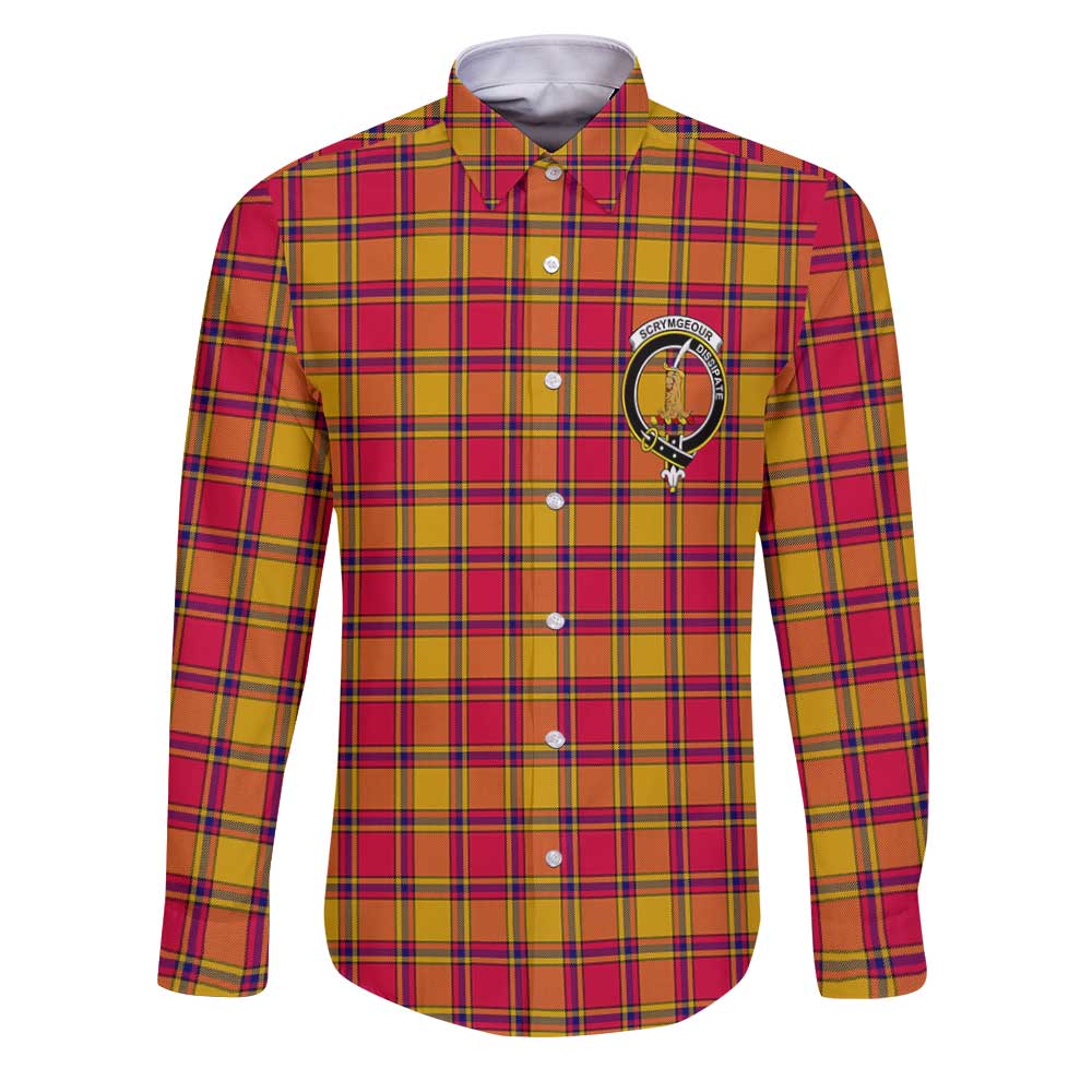 Clan Scrymgeour Tartan Long Sleeve Button Shirt Crest And Plaid Basic Style