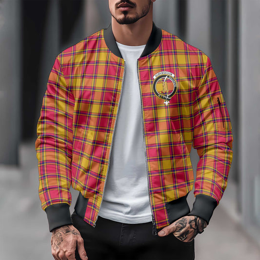 Clan Scrymgeour Tartan Men Bomber Jacket Crest And Plaid Basic Style