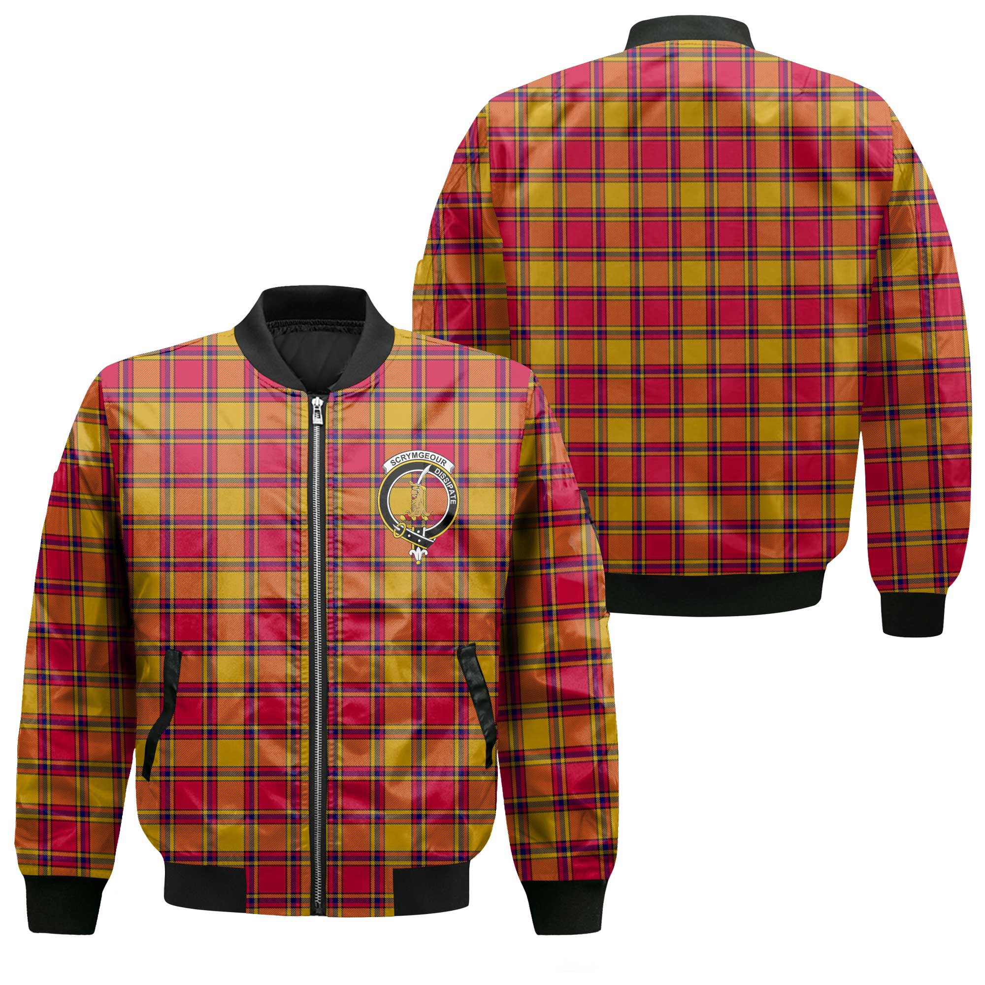 Clan Scrymgeour Tartan Men Bomber Jacket Crest And Plaid Basic Style