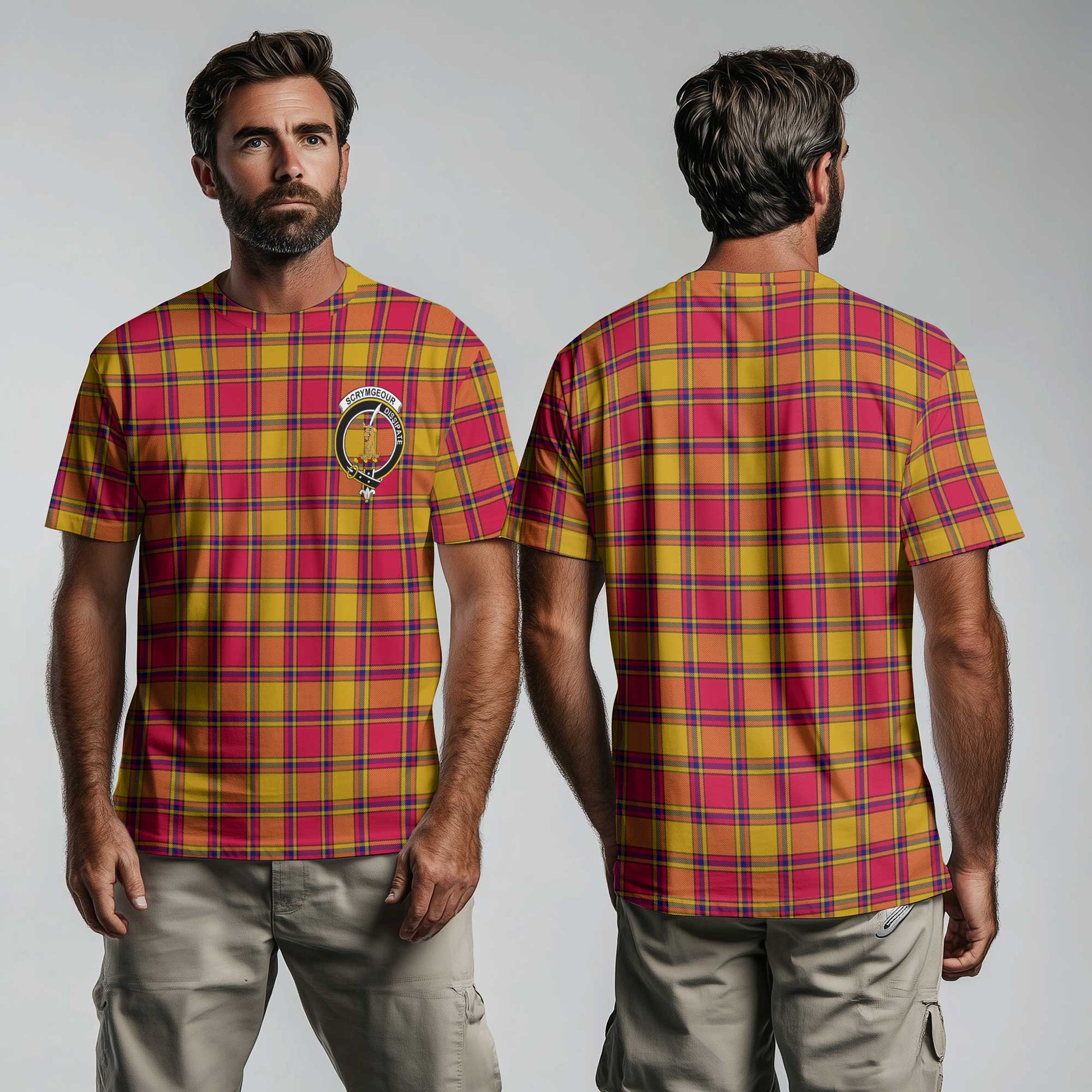 Clan Scrymgeour Tartan Men T Shirt Crest And Plaid Basic Style