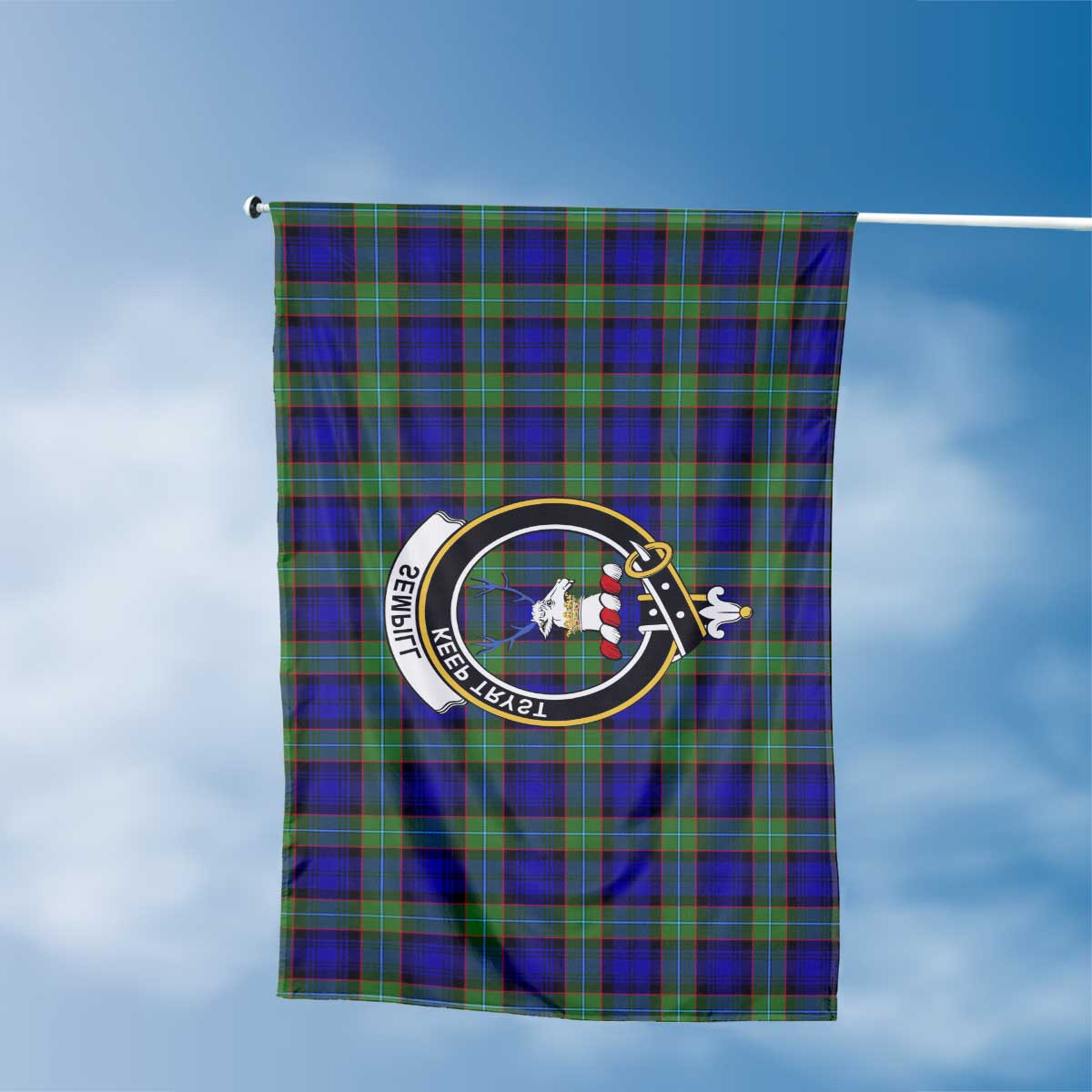 Clan Sempill Tartan Flag Crest And Plaid Basic Style