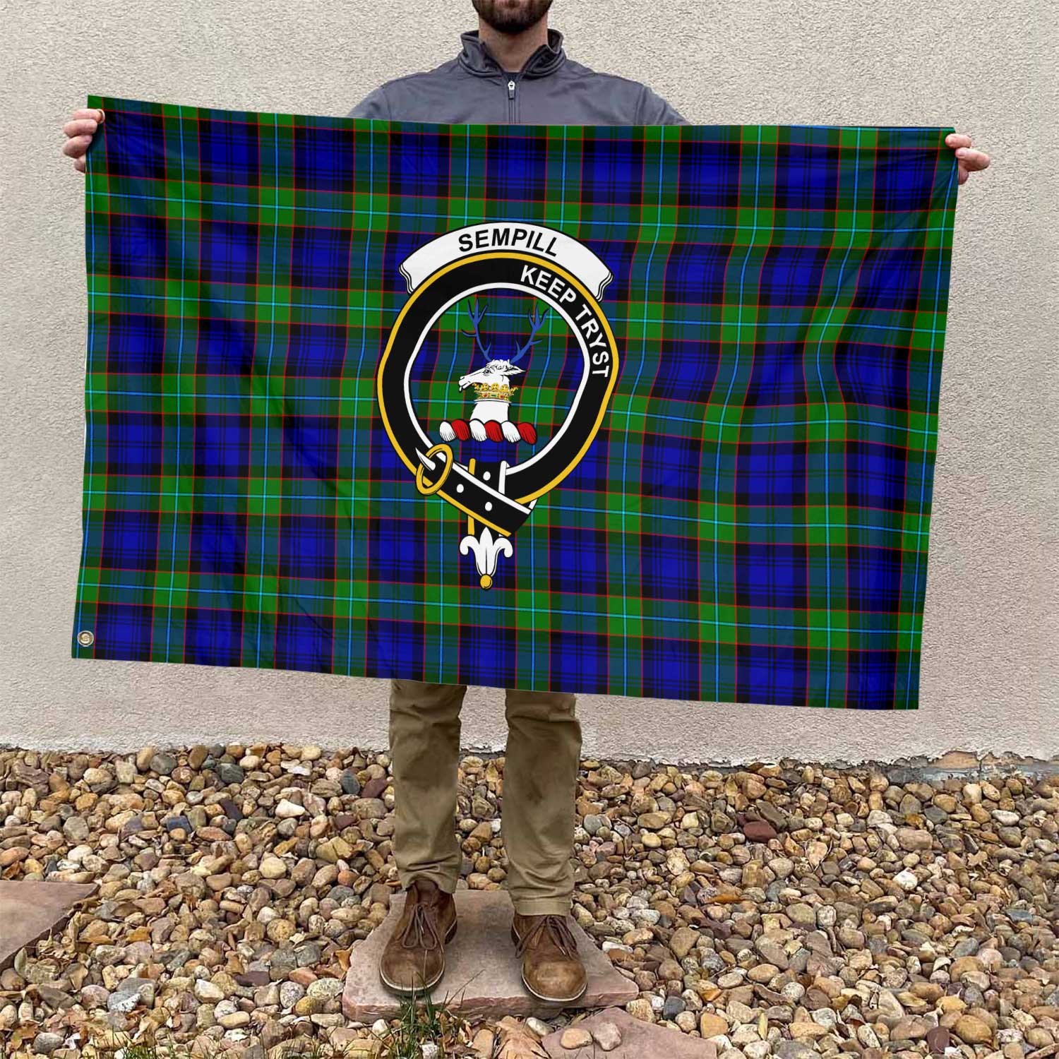 Clan Sempill Tartan Flag 1 Crest And Plaid Basic Style Tartan House Flag Crest And Plaid Basic Style