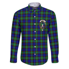 Clan Sempill Tartan Long Sleeve Button Shirt Crest And Plaid Basic Style