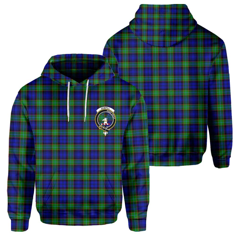 Clan Sempill Tartan Men Hoodie Crest And Plaid Basic Style