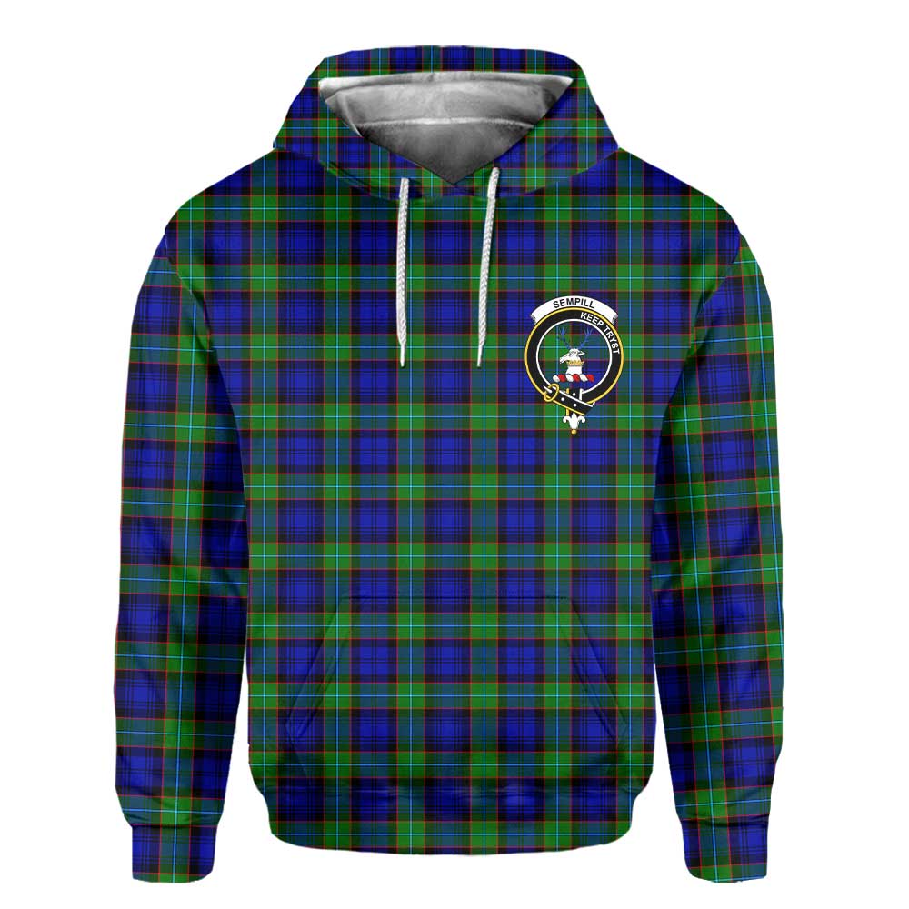 Clan Sempill Tartan Men Hoodie Crest And Plaid Basic Style