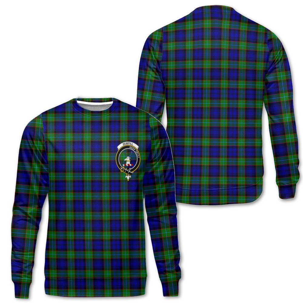 Clan Sempill Tartan Men Sweatshirt Crest And Plaid Basic Style