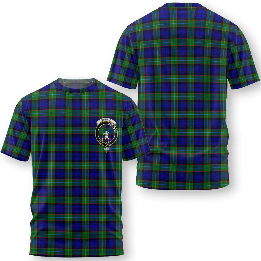 Clan Sempill Tartan Men T Shirt Crest And Plaid Basic Style