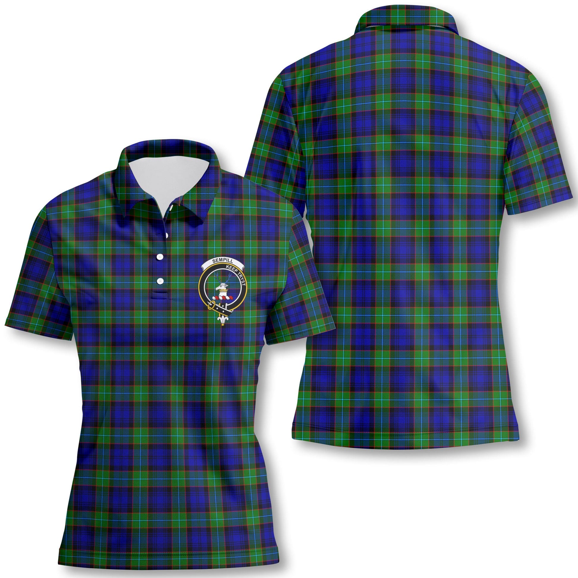 Clan Sempill Tartan Women Polo Shirt Crest And Plaid Basic Style