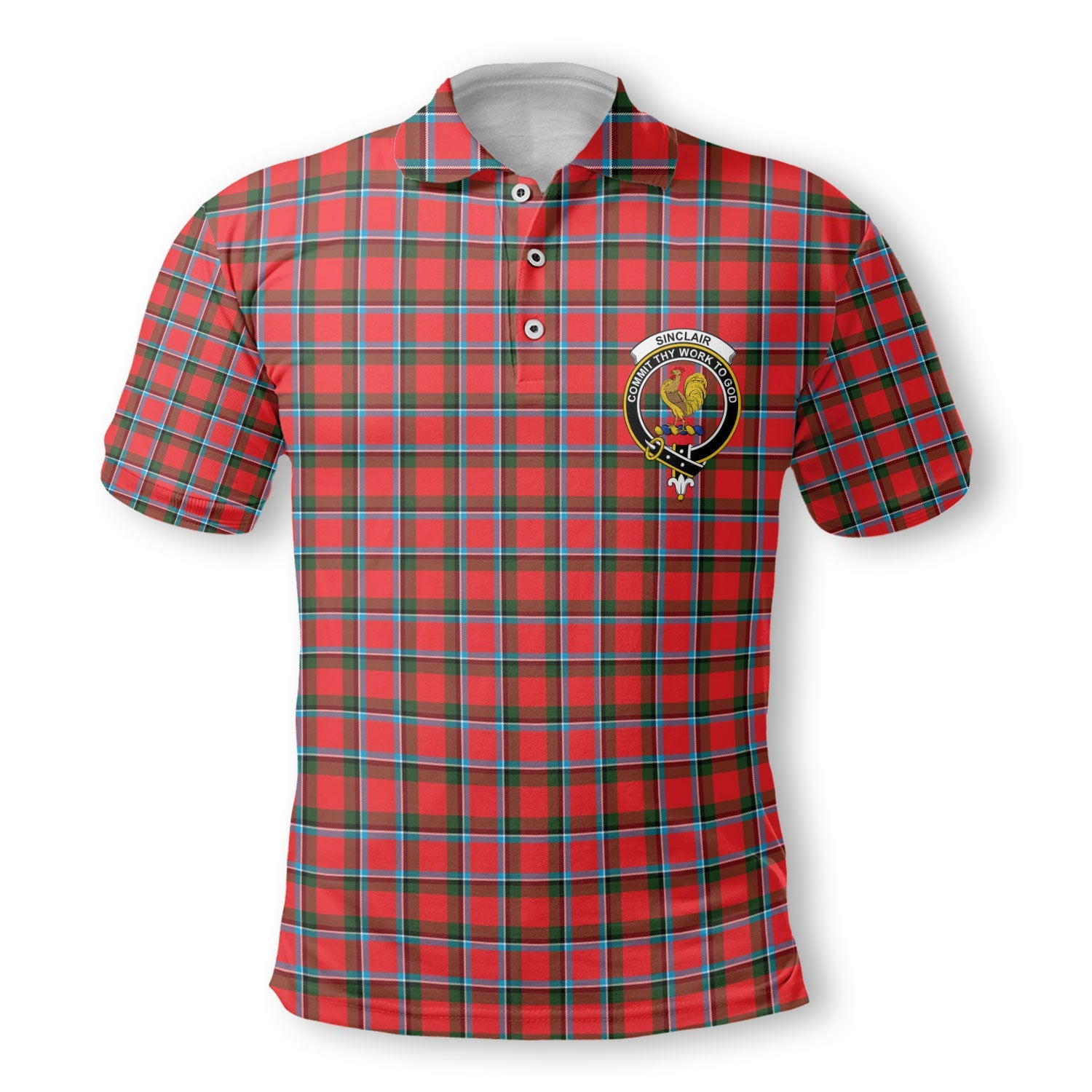 Clan Sinclair Tartan Golf Men Polo Shirt Crest And Plaid Basic Style