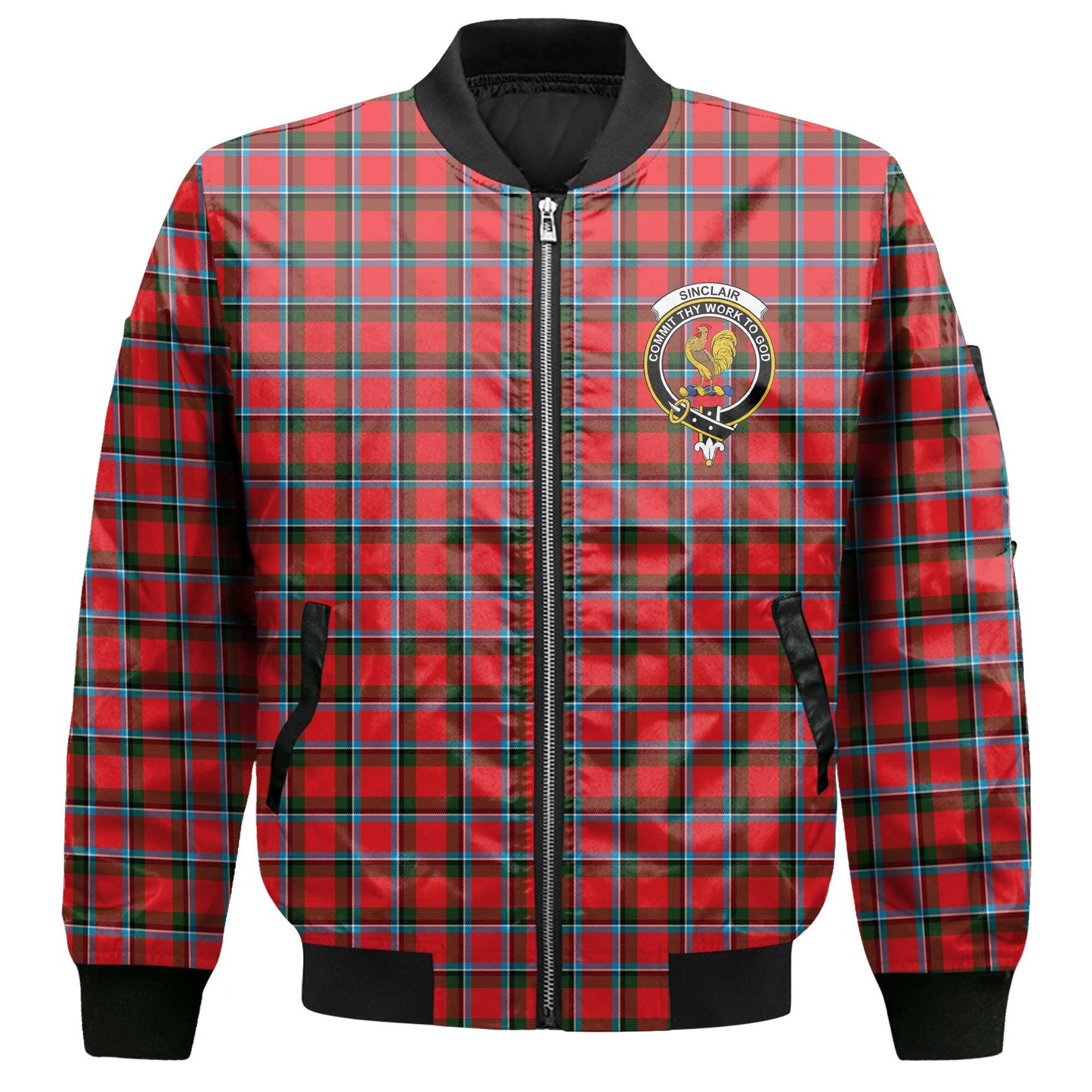 Clan Sinclair Tartan Men Bomber Jacket Crest And Plaid Basic Style