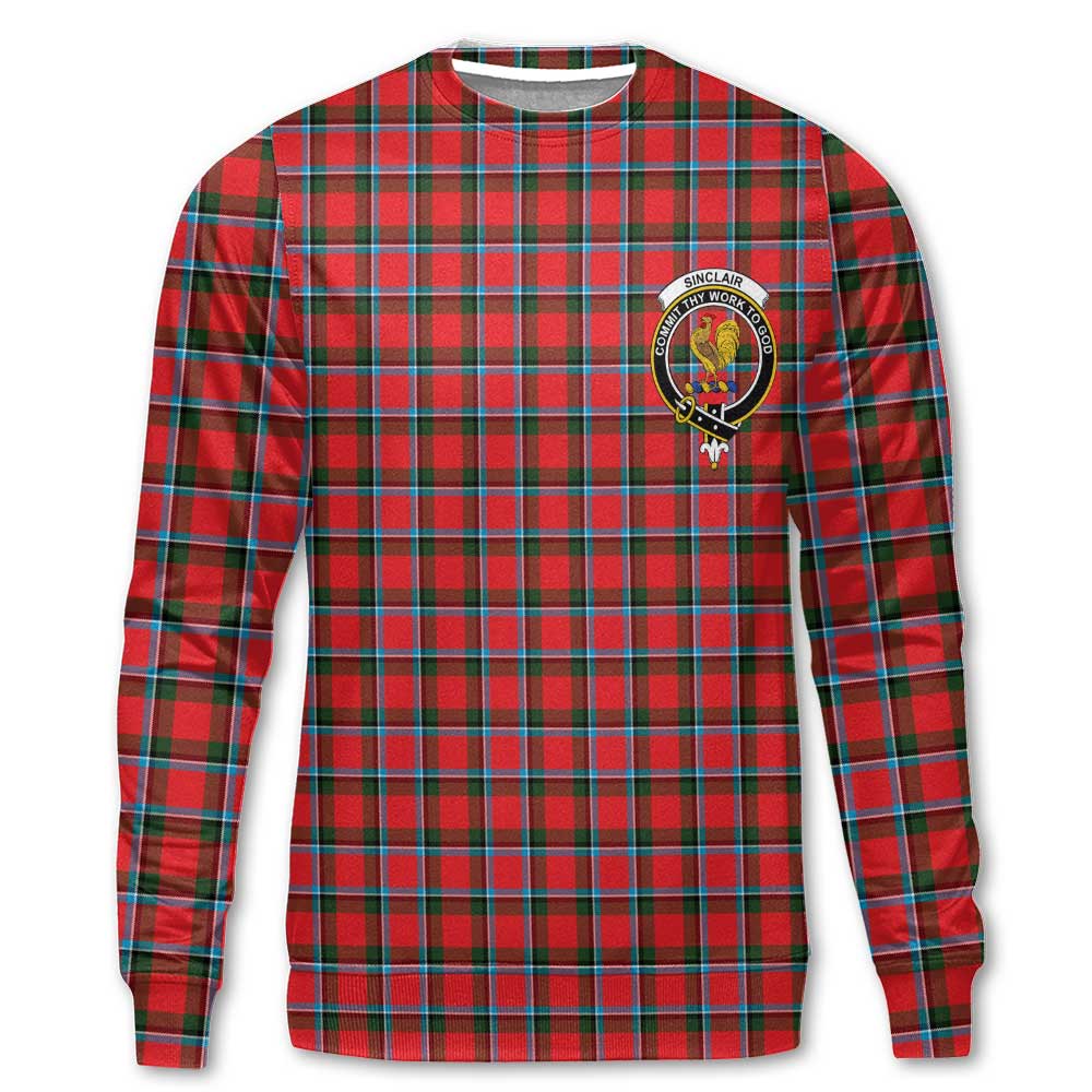 Clan Sinclair Tartan Men Sweatshirt Crest And Plaid Basic Style