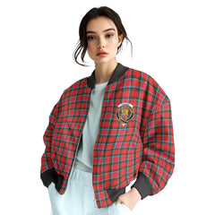 Clan Sinclair Tartan Women Bomber Jacket Crest And Plaid Basic Style