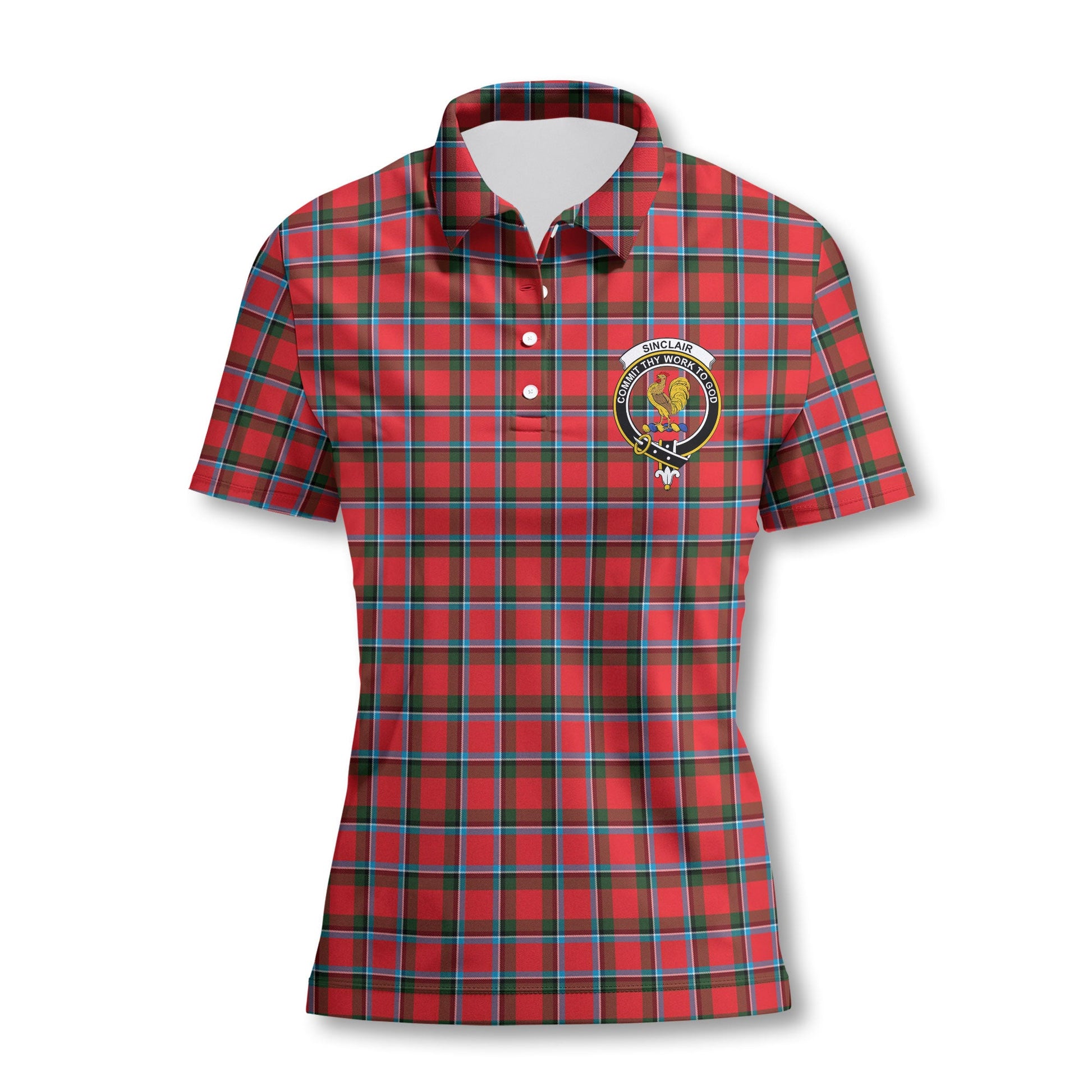 Clan Sinclair Tartan Women Polo Shirt Crest And Plaid Basic Style