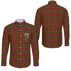 Clan Skene Tartan Long Sleeve Button Shirt Crest And Plaid Basic Style
