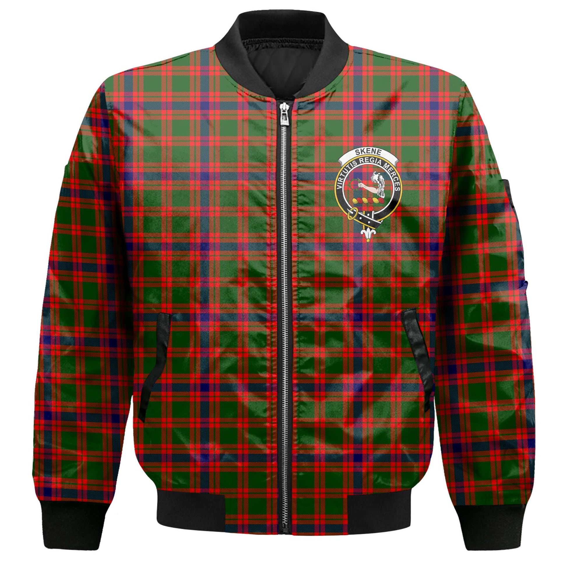 Clan Skene Tartan Men Bomber Jacket Crest And Plaid Basic Style