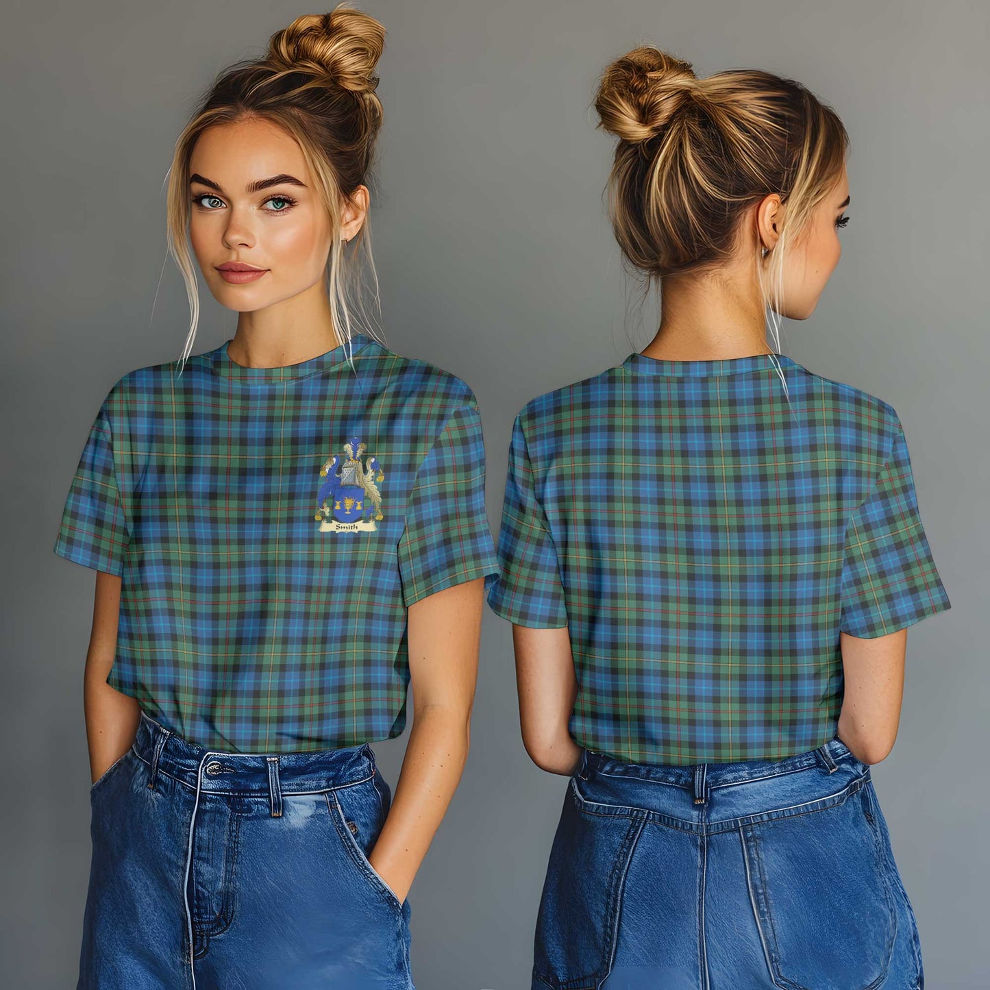 Clan Smith Tartan Women T Shirt Crest And Plaid Basic Style