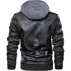 Clan Smith Tartan Zip Leather Jacket Crest And Plaid Basic Style