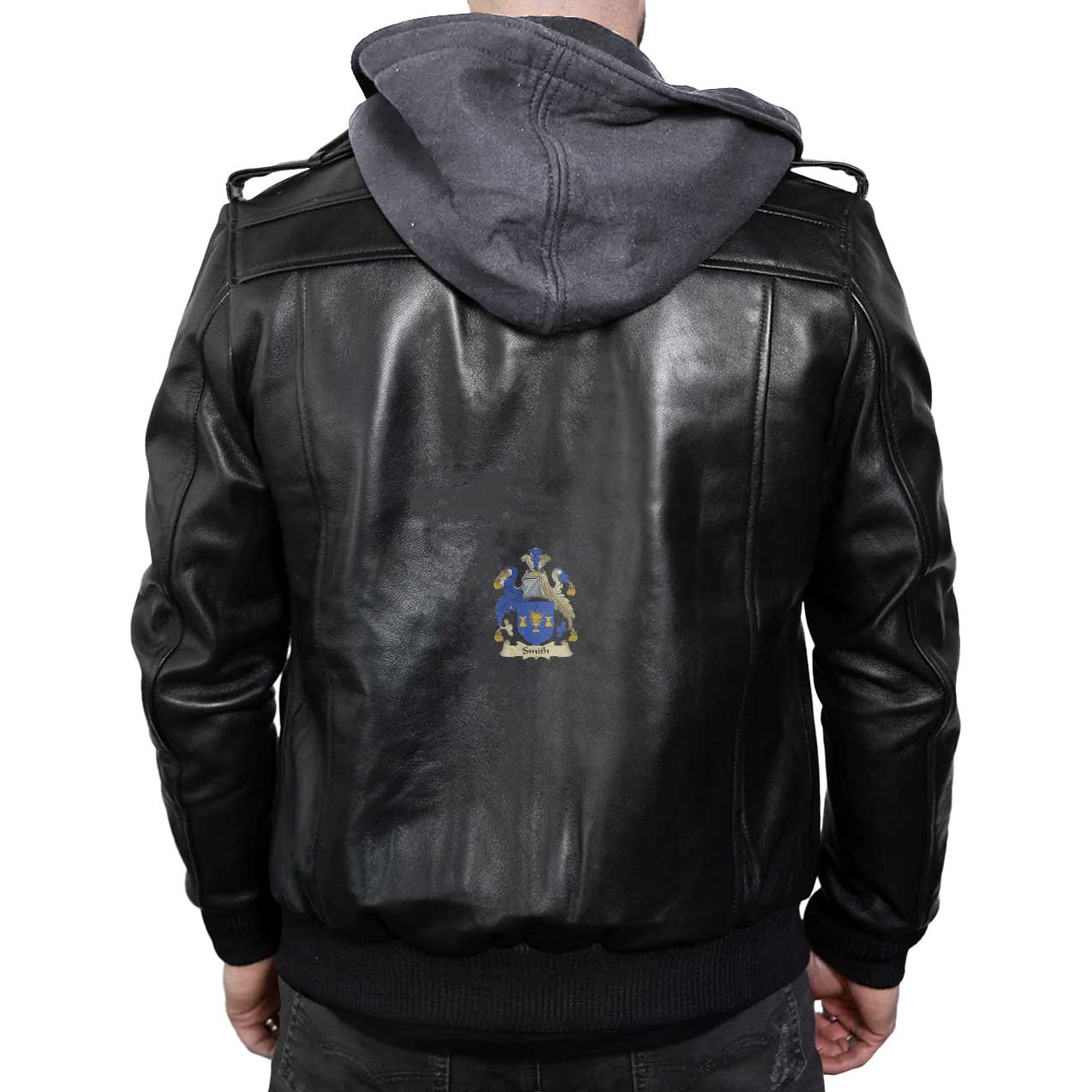 Clan Smith Tartan Zip Leather Jacket Crest And Plaid Basic Style