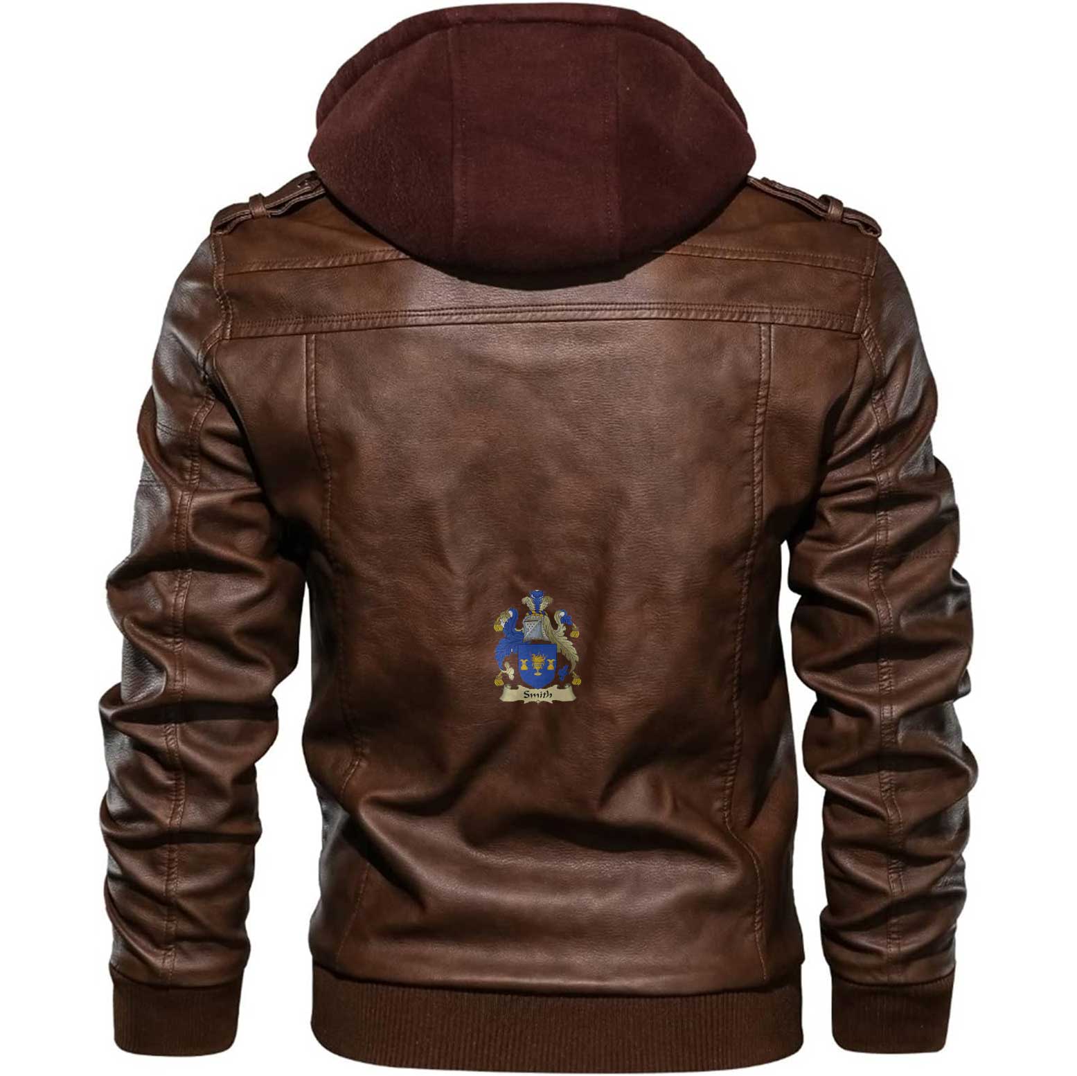 Clan Smith Tartan Zip Leather Jacket Crest And Plaid Basic Style