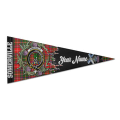 Clan Somerville Tartan Felt Pennant Crest And Plaid Basic Style