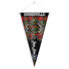 Clan Somerville Tartan Felt Pennant Crest And Plaid Basic Style