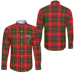 Clan Somerville Tartan Long Sleeve Button Shirt Crest And Plaid Basic Style