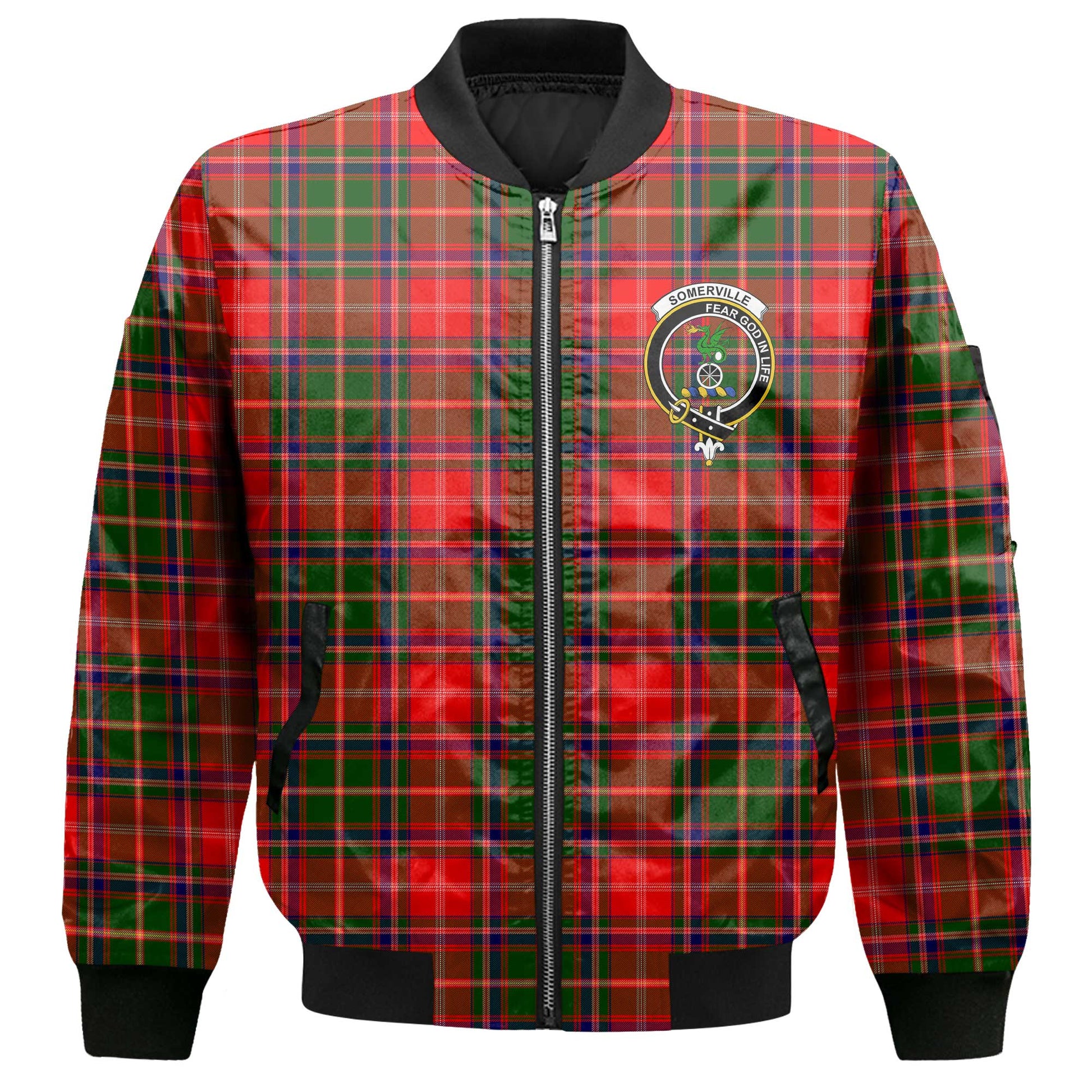 Clan Somerville Tartan Men Bomber Jacket Crest And Plaid Basic Style